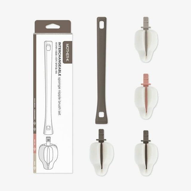 Mother-K Interchangeable Sponge Nipple Brushset C Brown