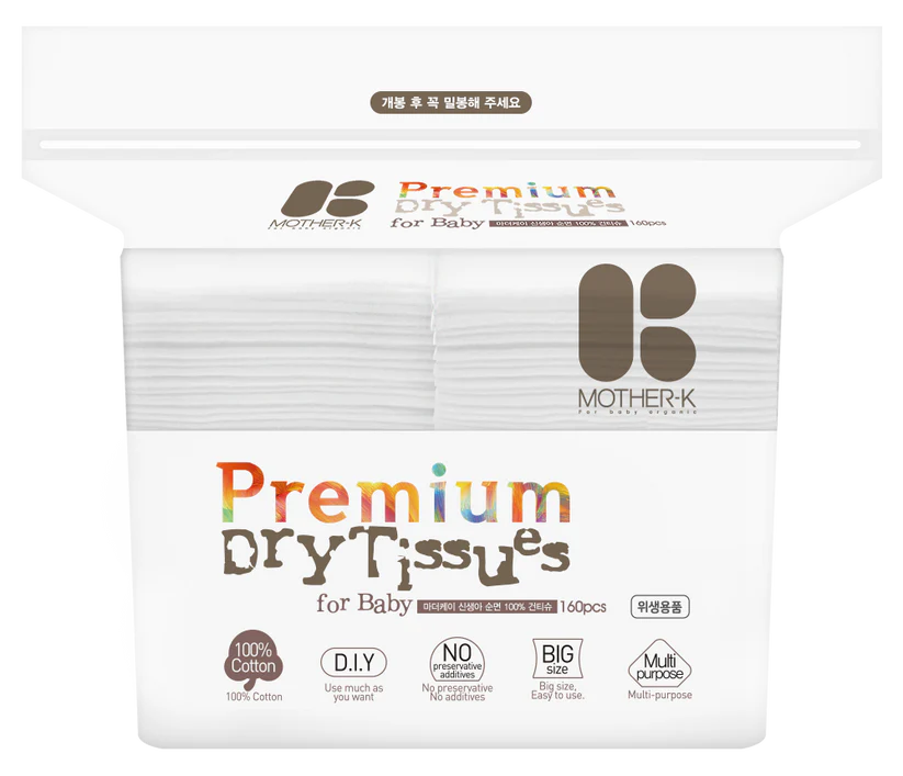 Mother-K Premium Dry Tissues Cotton 160Pcs