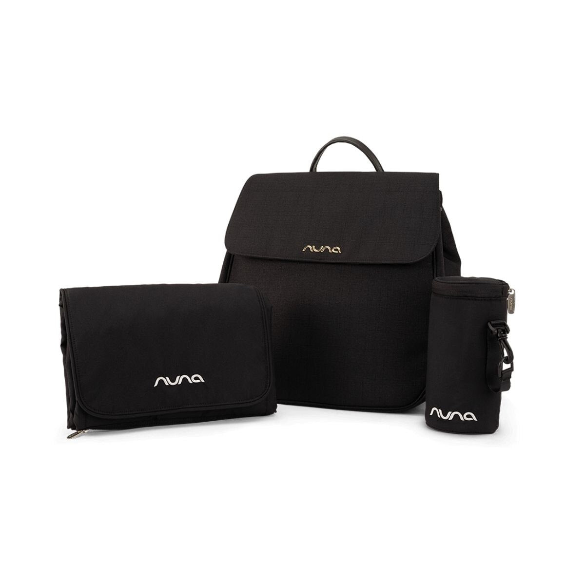 Nuna Diaper Bag With Pad & Bottle Caviar