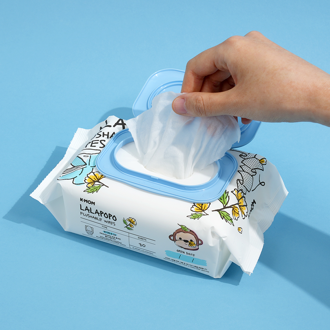 K-Mom Lalapopo Organic Wet Flushable Wipes 70 Sheets