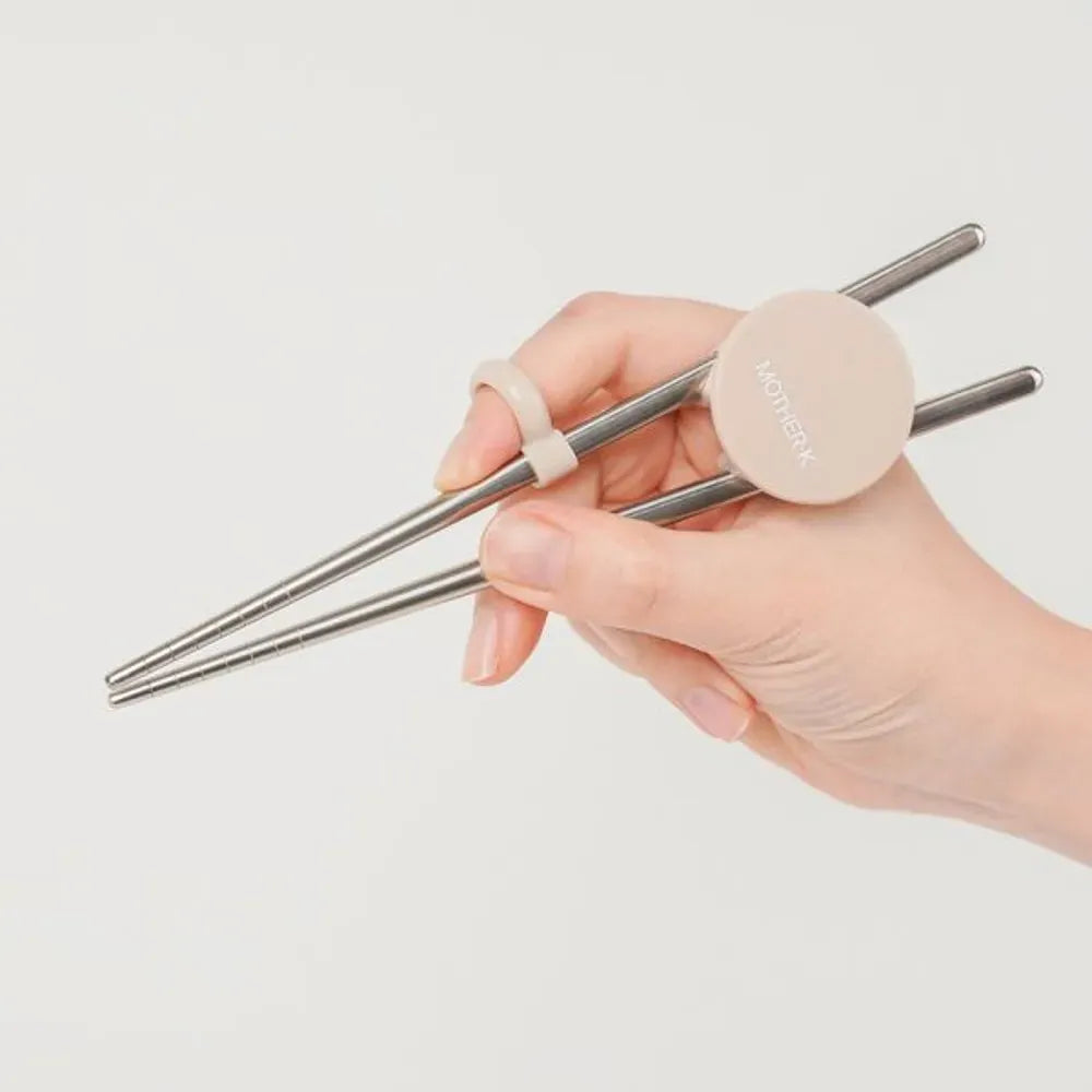Mother-K Stainless Steel Spoon & Chopsticks With Pouch Beige
