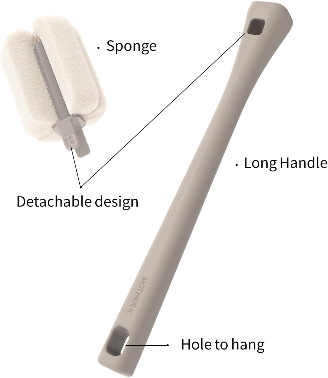 Mother-K Interchangeable Sponge Bottle Brushset Beige