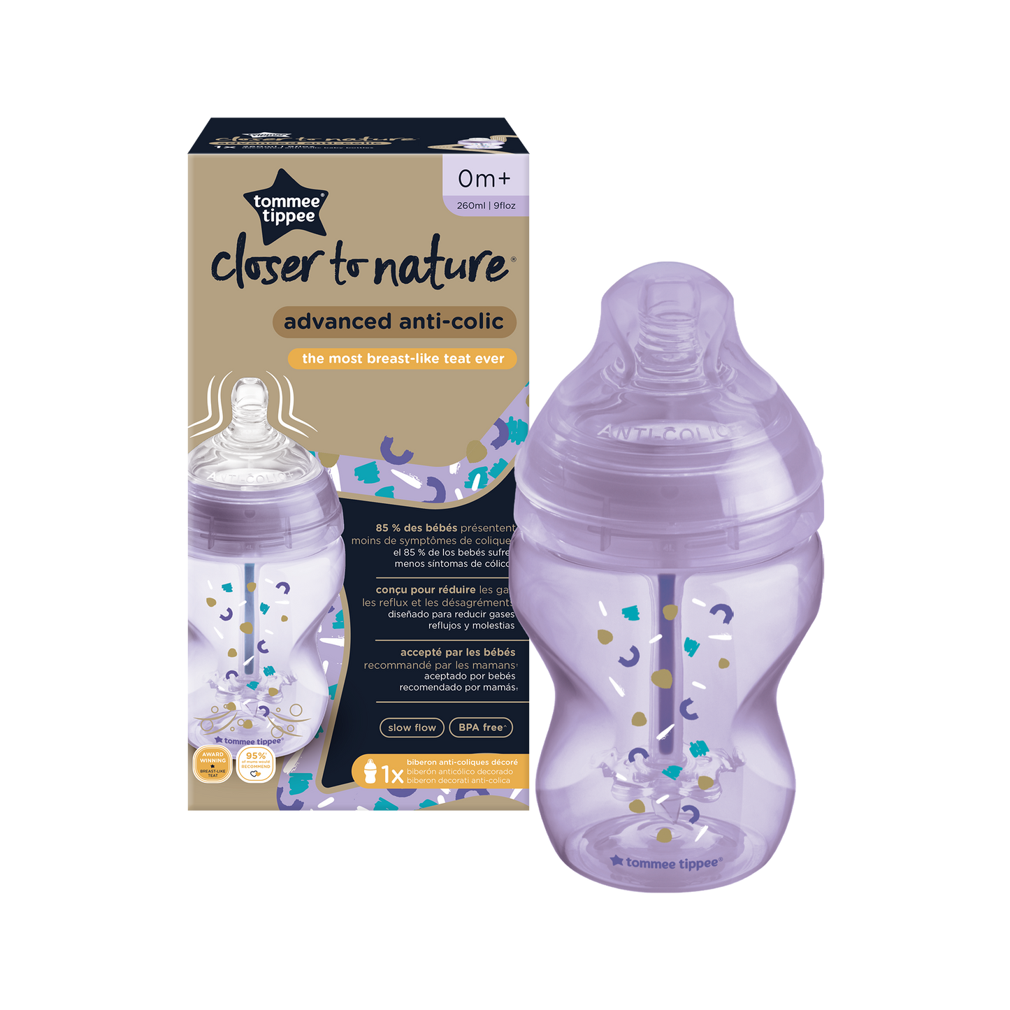 1X260 Advance Anti Colic Bottle Purple
