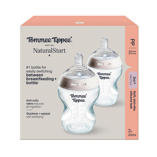 TT PP Bottle 2x260ml w/silicon teat- Medium flow