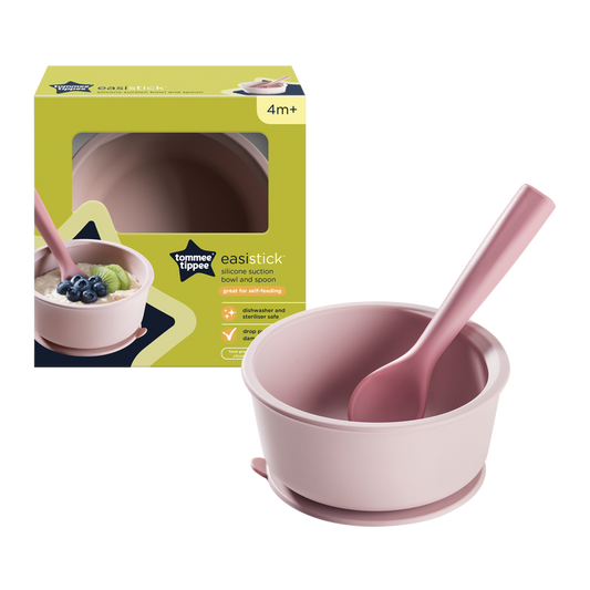 Silicone Bowl And Spoon Pink