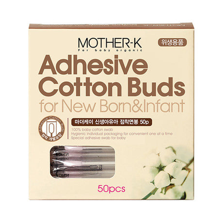 Mother-K Adhesive Cotton Buds (0Months+) 50Pcs