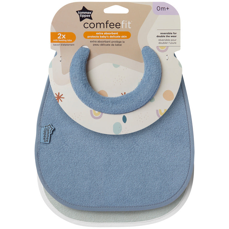 TT CTN MILK FEEDING BIB X2 DUSKYBLUE 491644