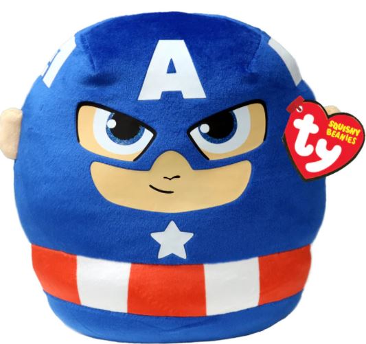 Ty Captain America Marvel Avengers Squish-A-Boo 10 Inch Beanie Soft Plush Toy