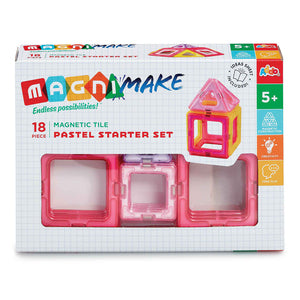Magnimake 18 Piece Magnetic Tile Pastel Starter Set