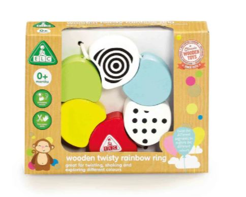 Early Learning Centre Wooden Twisty Rainbow Ring Rattle