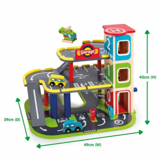 Early Learning Centre Wooden Garage & Vehicles Playset