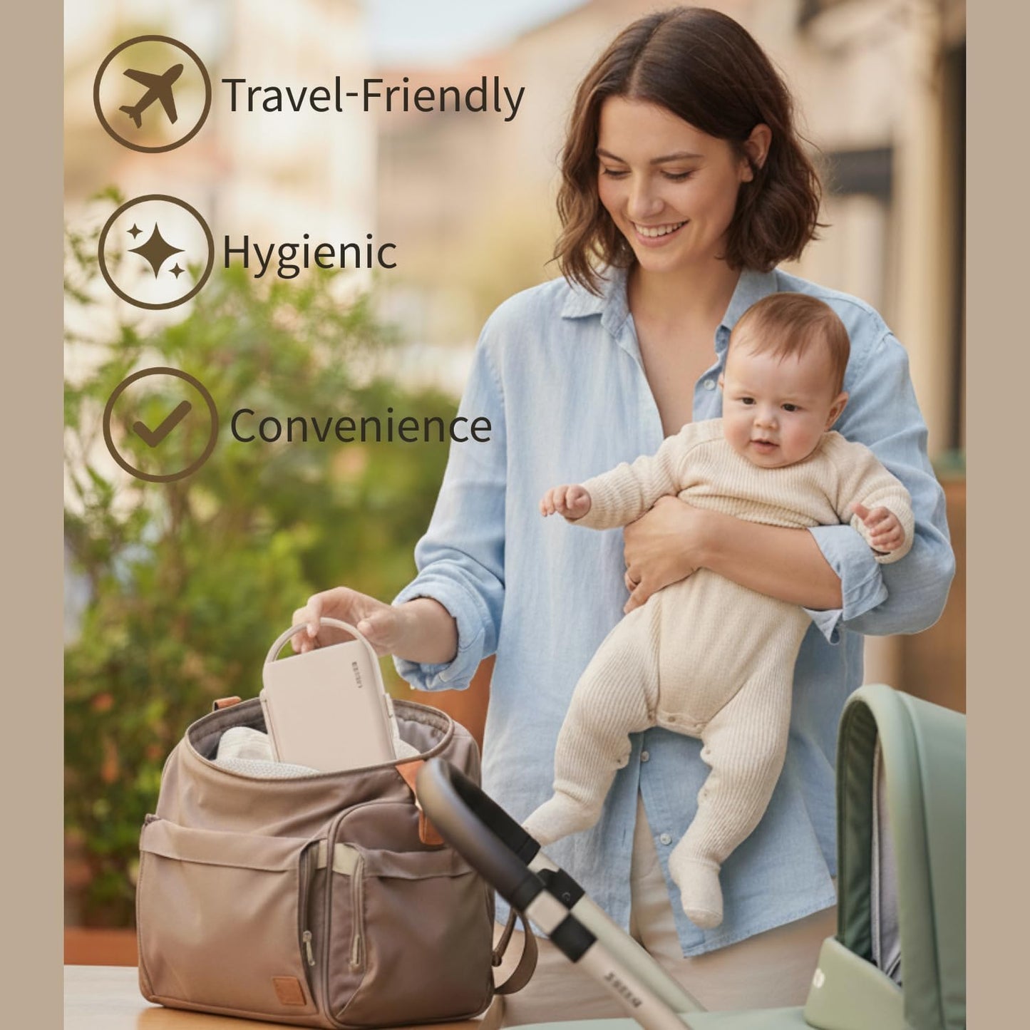 Mother-K Portable Bottle Dry Rack Set Cream Mocha