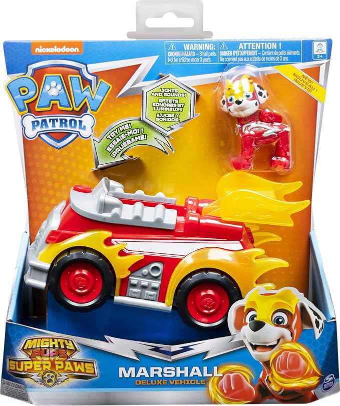 Paw Patrol Mighty Pups Super Paws Marshall Deluxe Vehicle