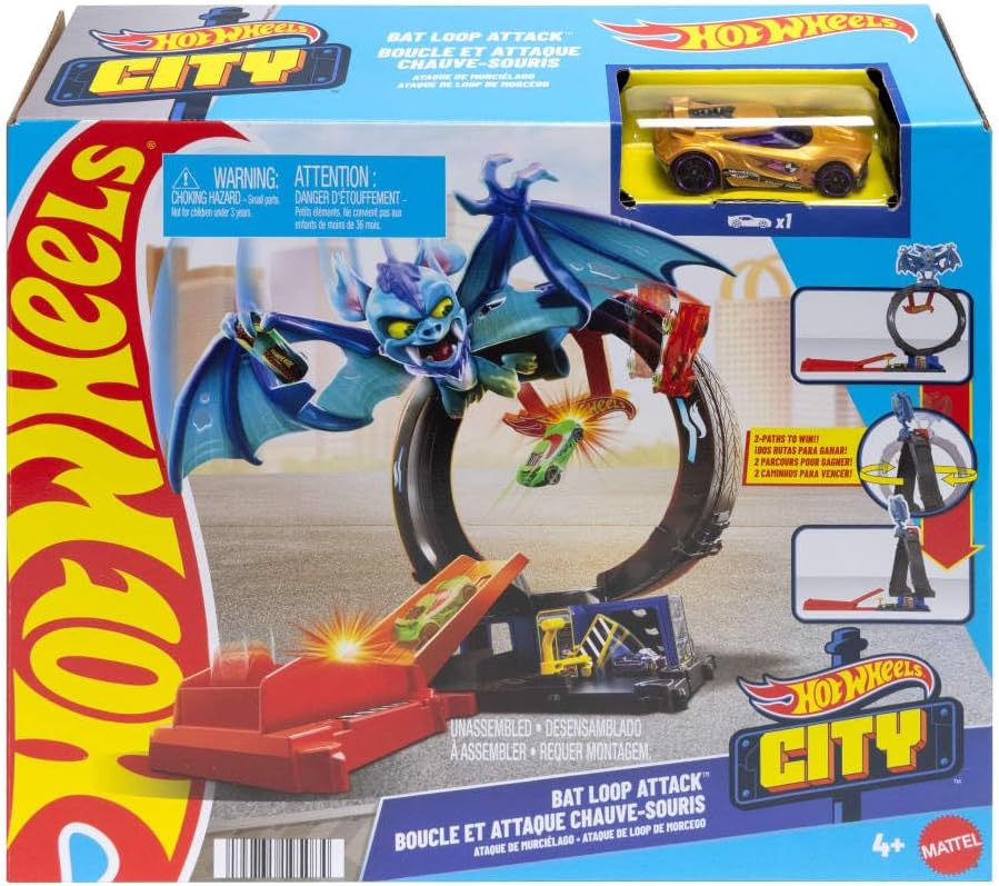 Hot Wheels City Bat Loop Attack Playset