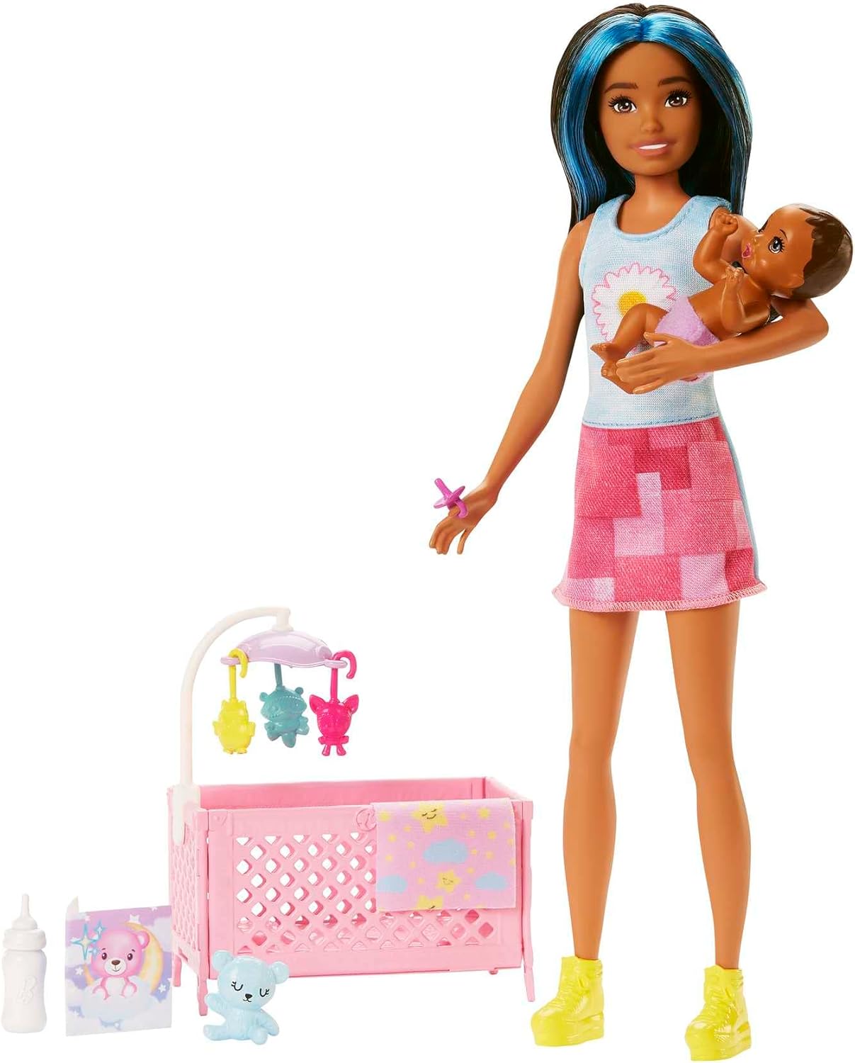 Barbie Skipper Babysitters Inc Crib Playset And Doll- Brunette Friend Dollfriend