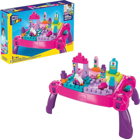 Mega Bloks First Builders Build 'N Learn Table Pink