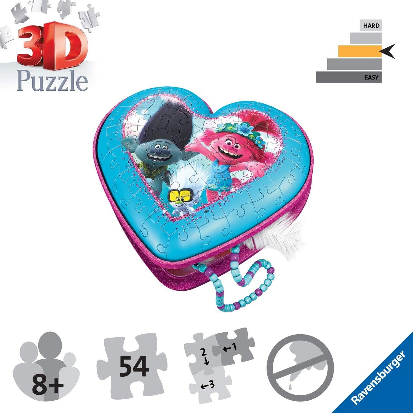 Trolls 2 World Tour-Heart Shaped 54 Jigsaw Puzzle