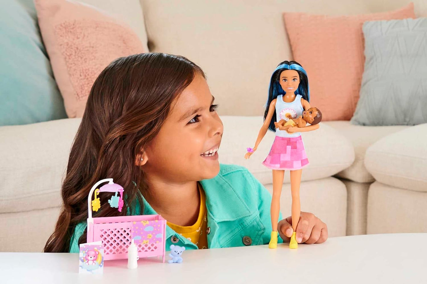 Barbie Skipper Babysitters Inc Crib Playset And Doll- Brunette Friend Dollfriend
