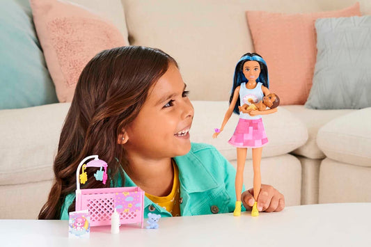 Barbie Skipper Babysitters Inc Crib Playset And Doll- Brunette Friend Dollfriend