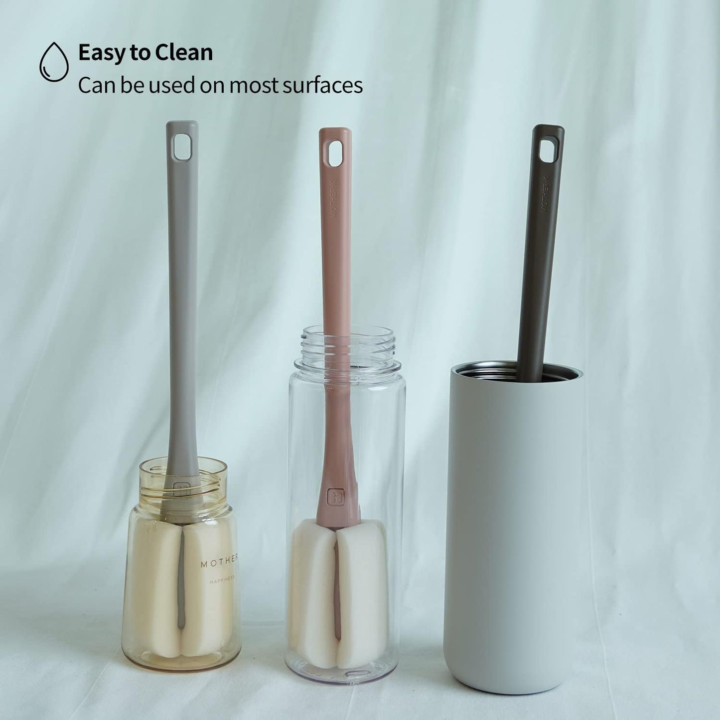 Mother-K Interchangeable Sponge Bottle Brushset Brown