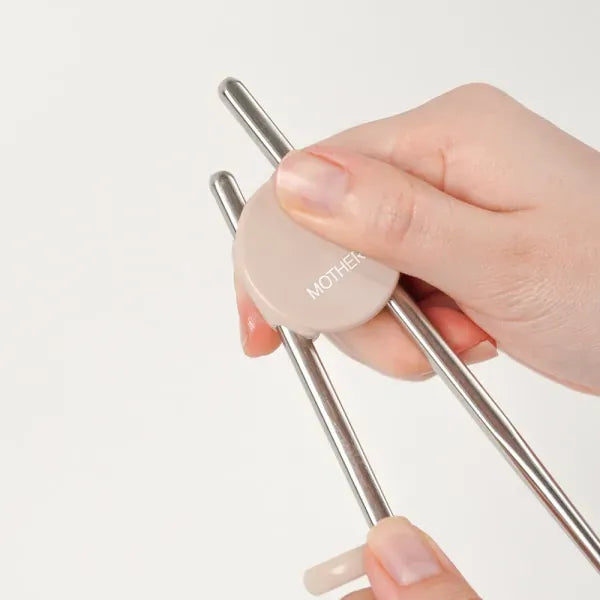 Mother-K Stainless Steel Spoon & Chopsticks With Pouch Beige