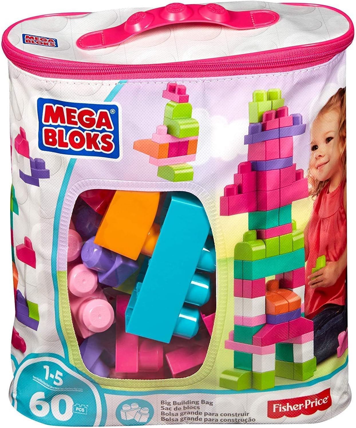 Mega Bloks First Builders Big Building Bag 60Pc Pink