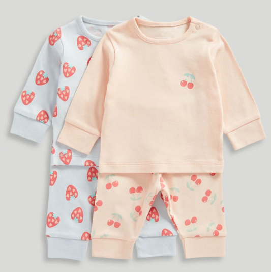 2 Pack Fruit Baby Pyjamas