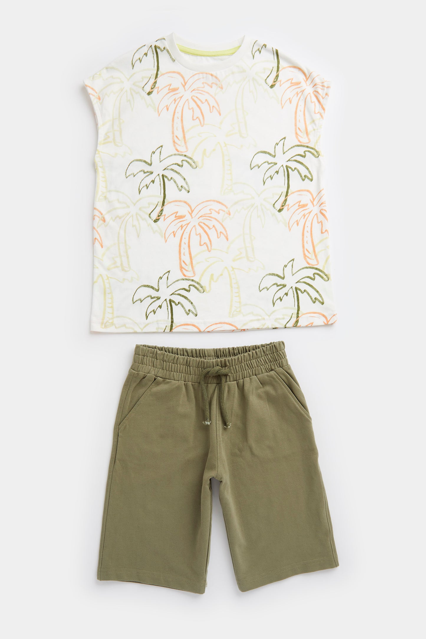 Palm Vest T-Shirt and Shorts Set