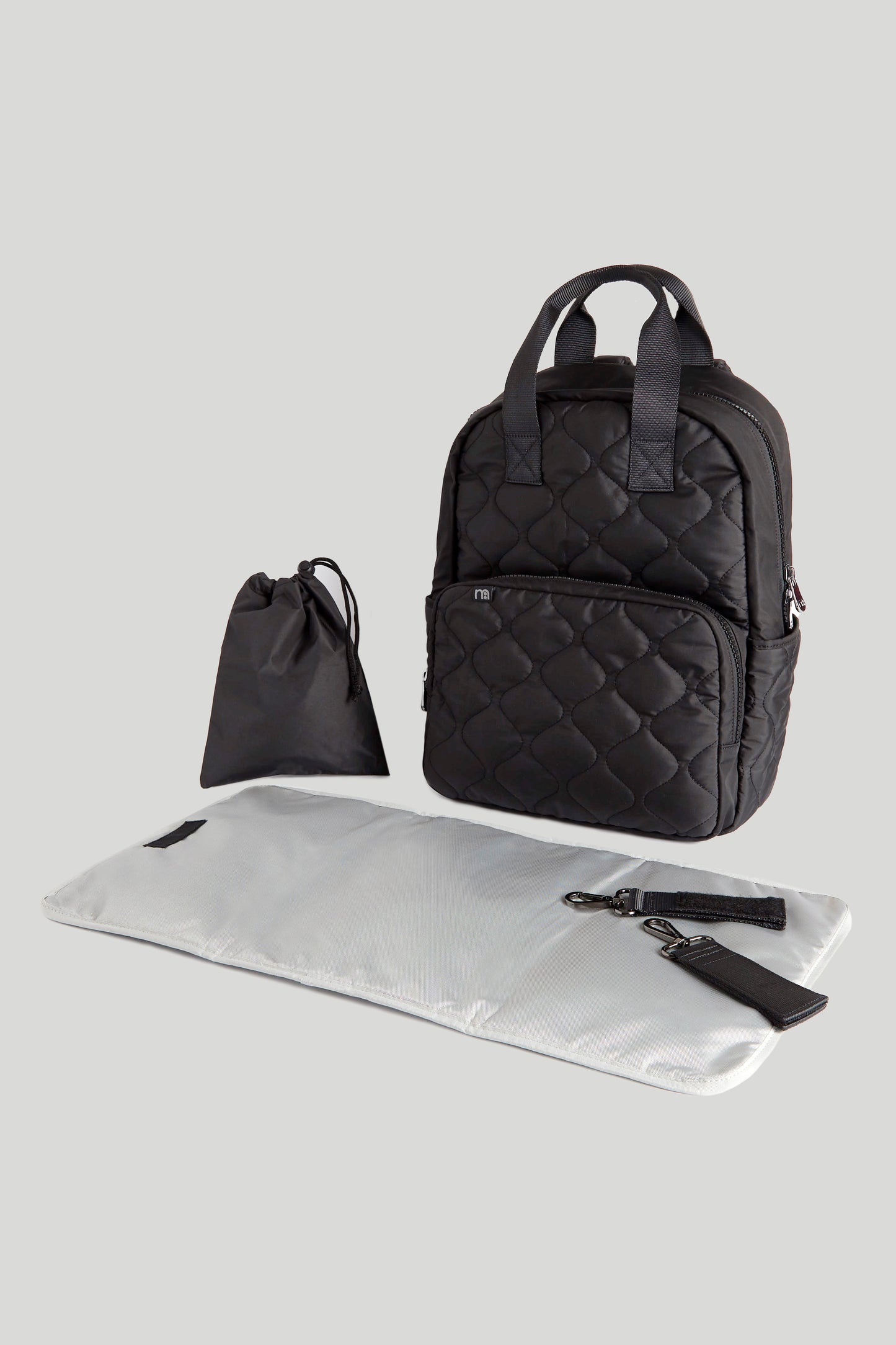 Changing Bag Quilted Backpack Black