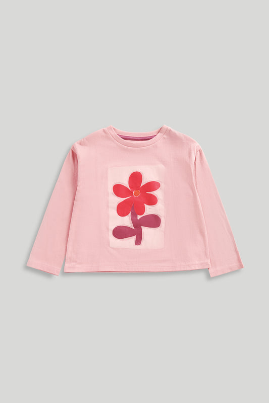 Pink Flower Long-Sleeved T-Shirt