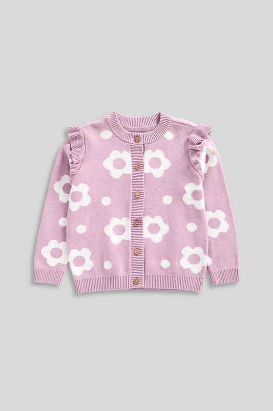 Lilac Flower Knitted Cardigan