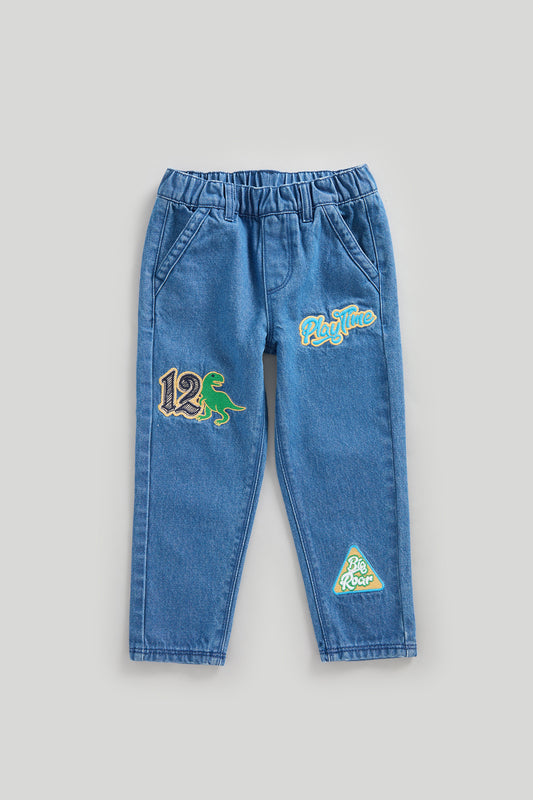 Badged Pull-On Jeans