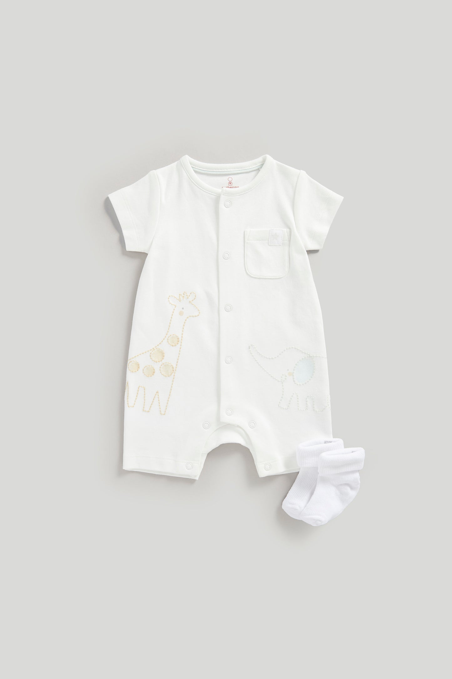 White Safari Romper And Socks Outfit