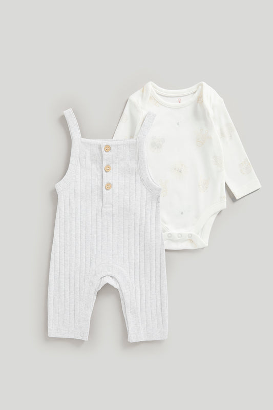Grey Dungarees And Bodysuit Outfit