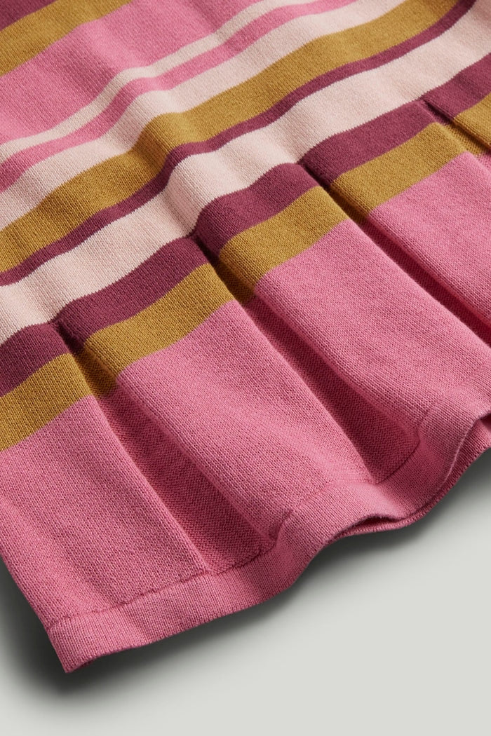 Pink Striped Cotton Knitted Dress