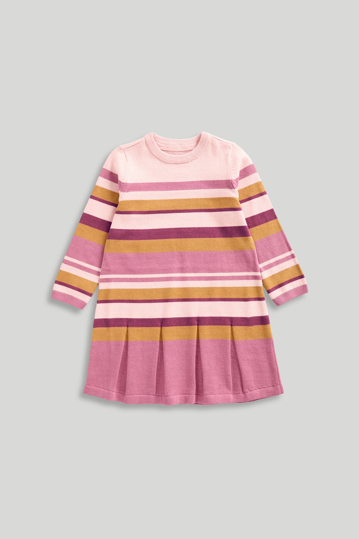 Pink Striped Cotton Knitted Dress