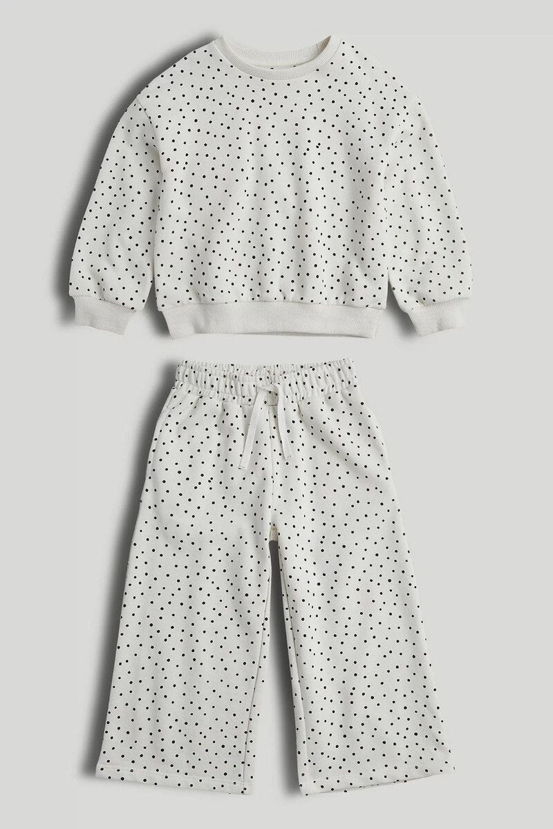 White Spotty Sweat Top and Jogger Set