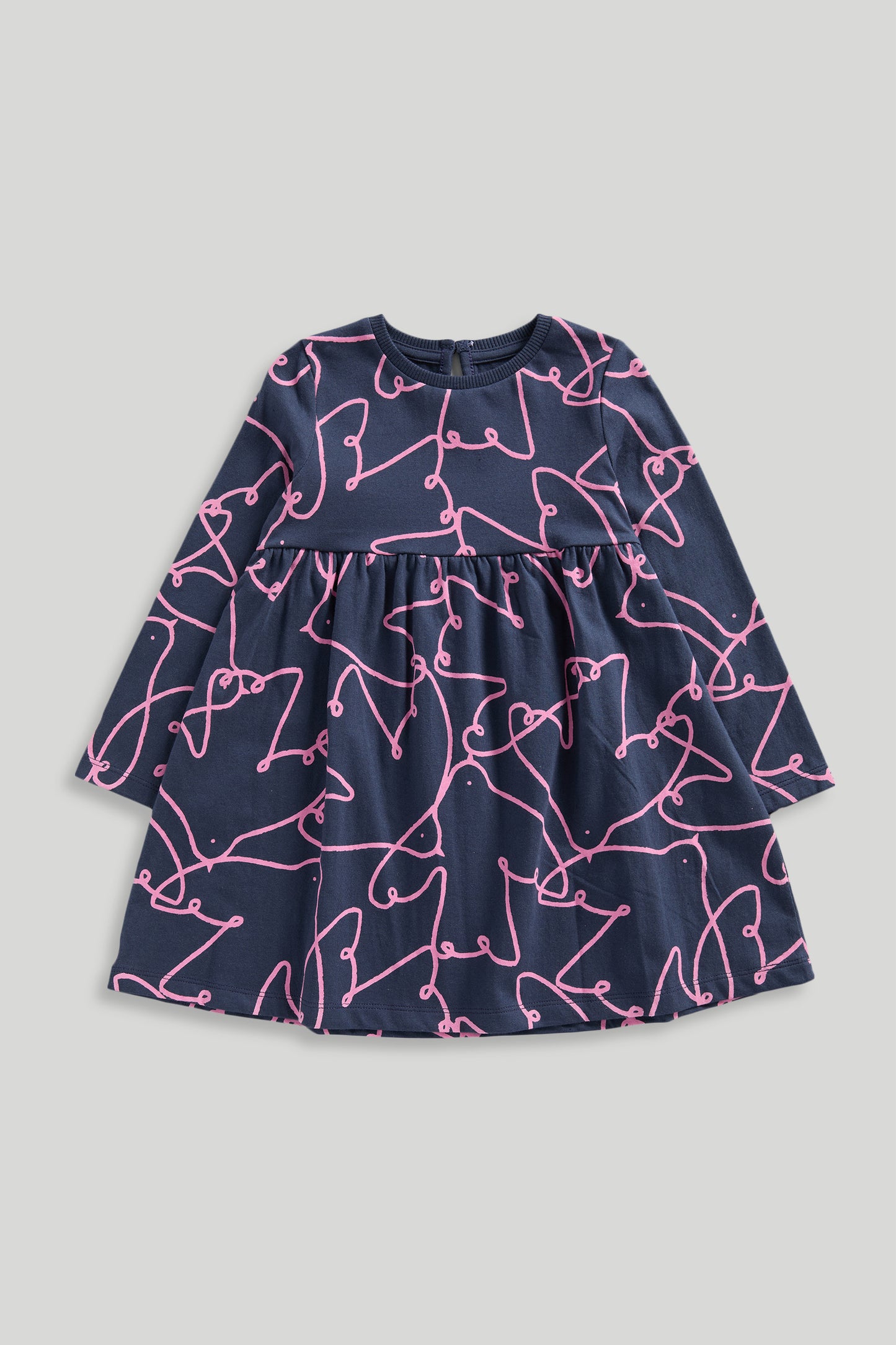 Navy Bird Cotton Jersey Dress
