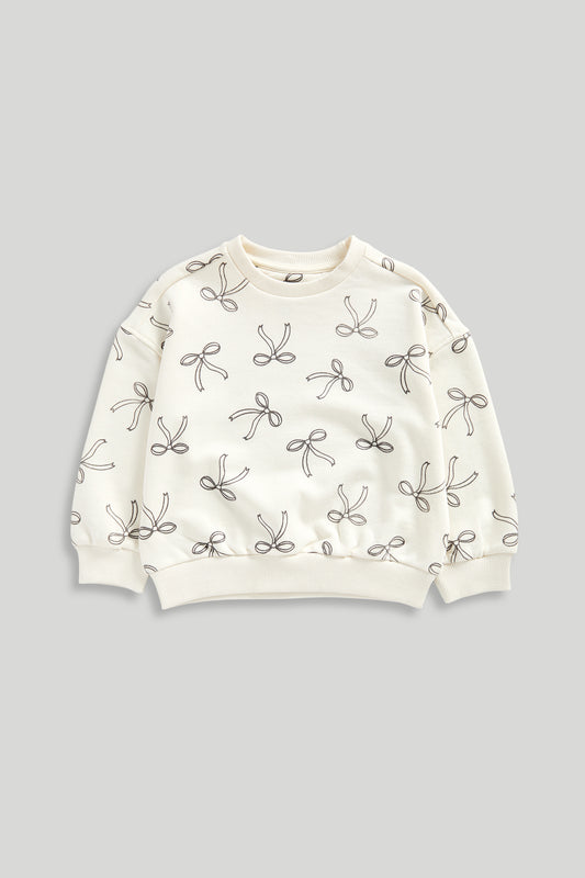Cream Bow Sweat Top