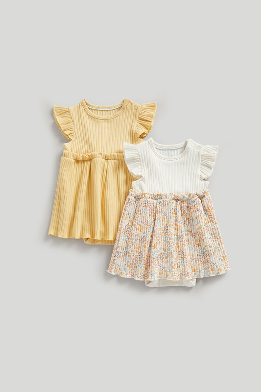 2 Pack Ribbed Romper Dresses