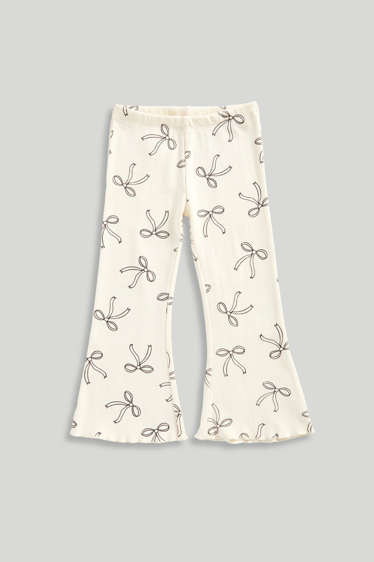 Cream Bow Flared Leggings