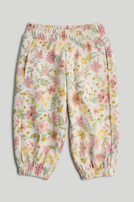 White Floral Joggers