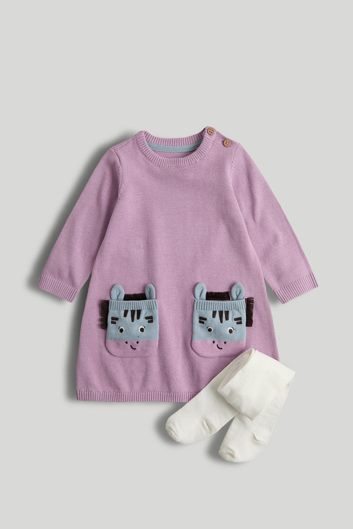 Lilac Knitted Dress and Tights Set