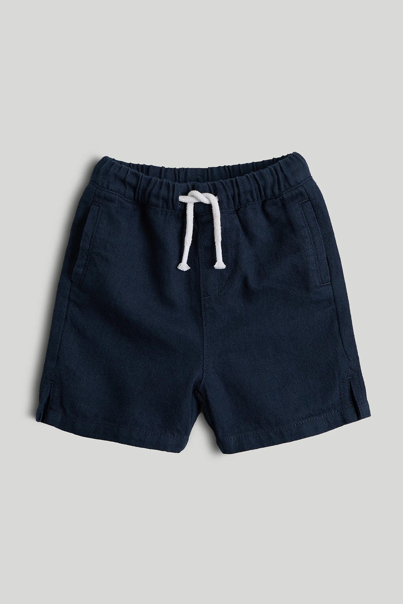Navy Linen Blend Shorts