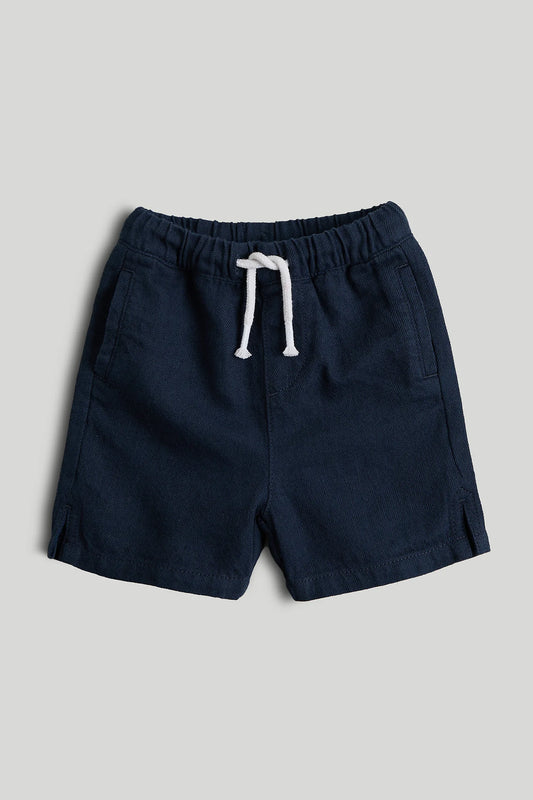 Navy Linen Blend Shorts