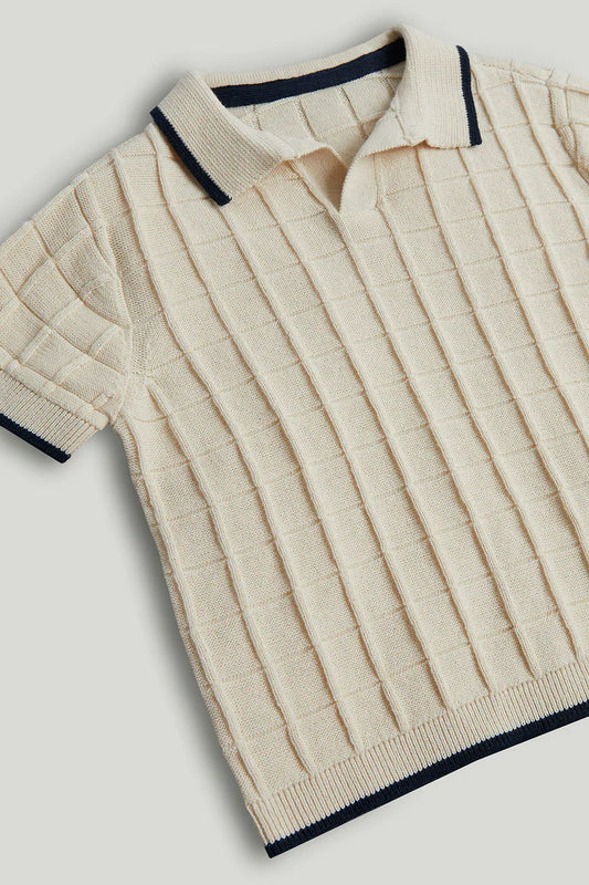 Tan Knitted Polo Shirt