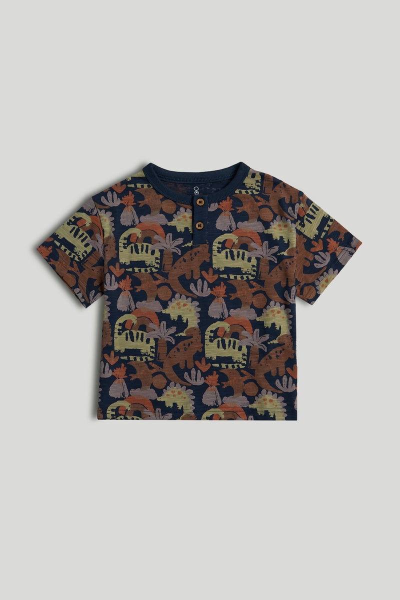 Navy Dinosaur Henley T-Shirt
