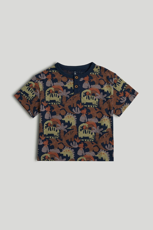 Navy Dinosaur Henley T-Shirt