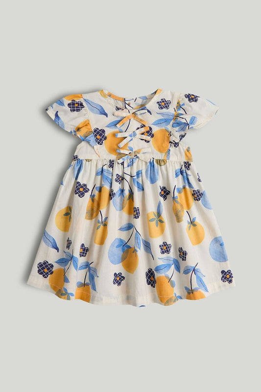 White Oranges Cotton Dress