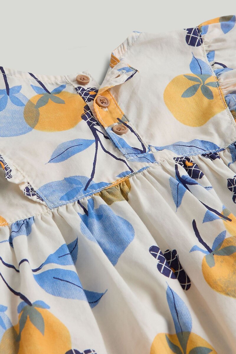 White Oranges Cotton Dress